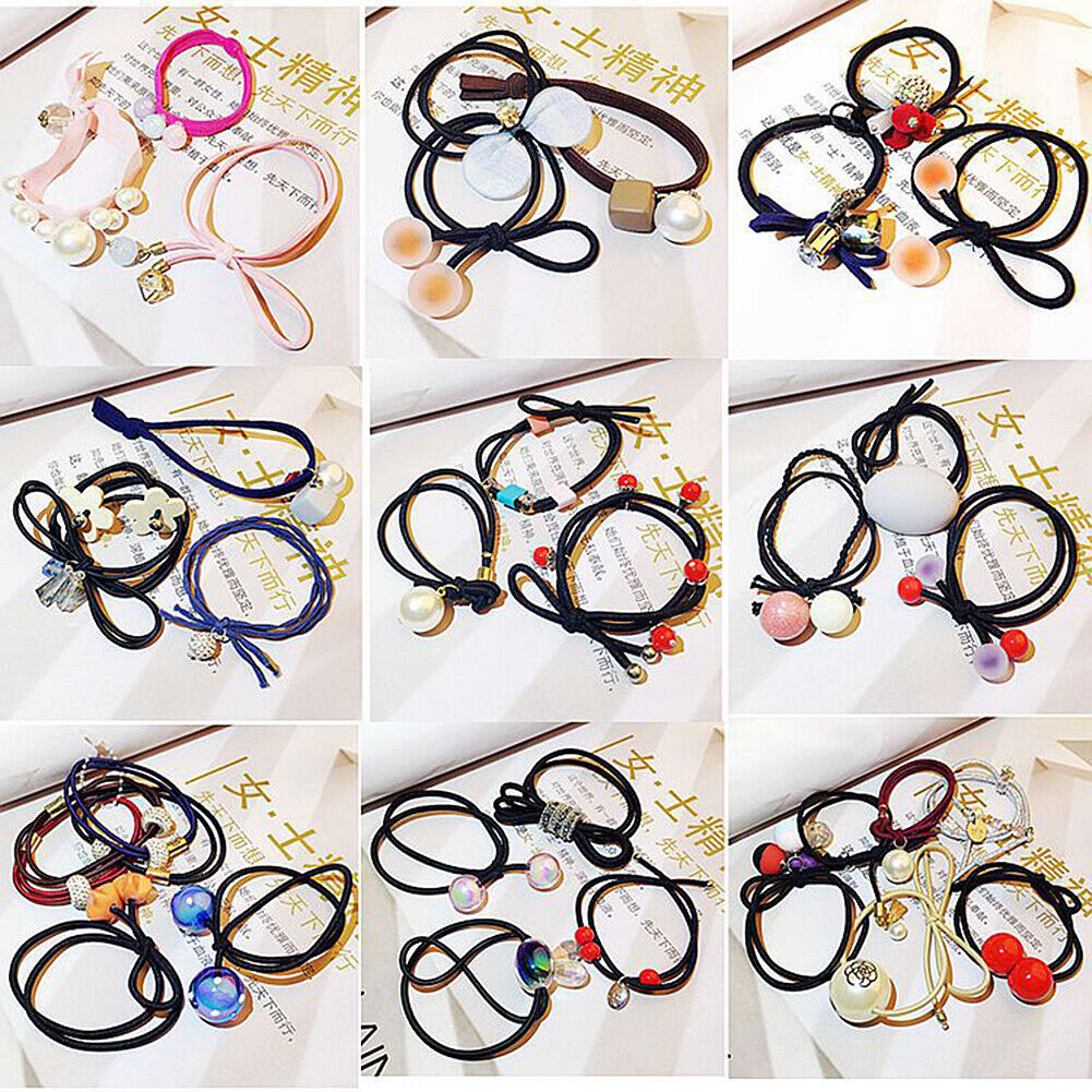 US 20-40 Pcs Stylish Elastic Bow Crystal Ponytail Rope Hair Tie Ring Hairband