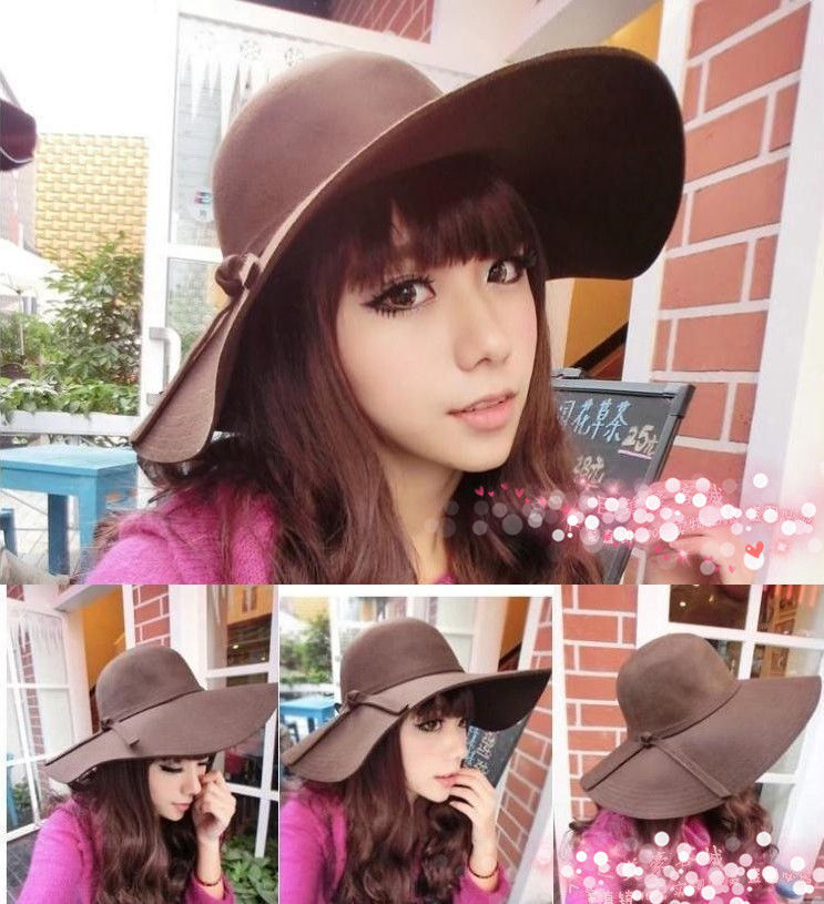 Magik Vintage Women Wide Brim Floppy Warm Wool-look/effect Hat Trilby Bowler Cap