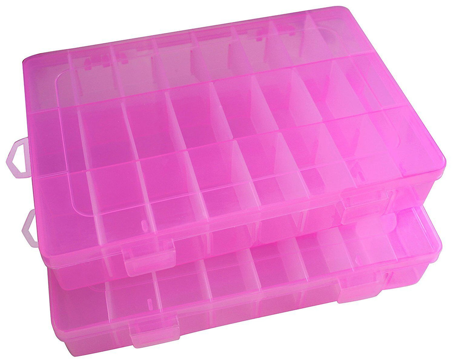 2 Pack 24 Grids Plastic Storage Box Jewelry Earring Tool Containers Organizer