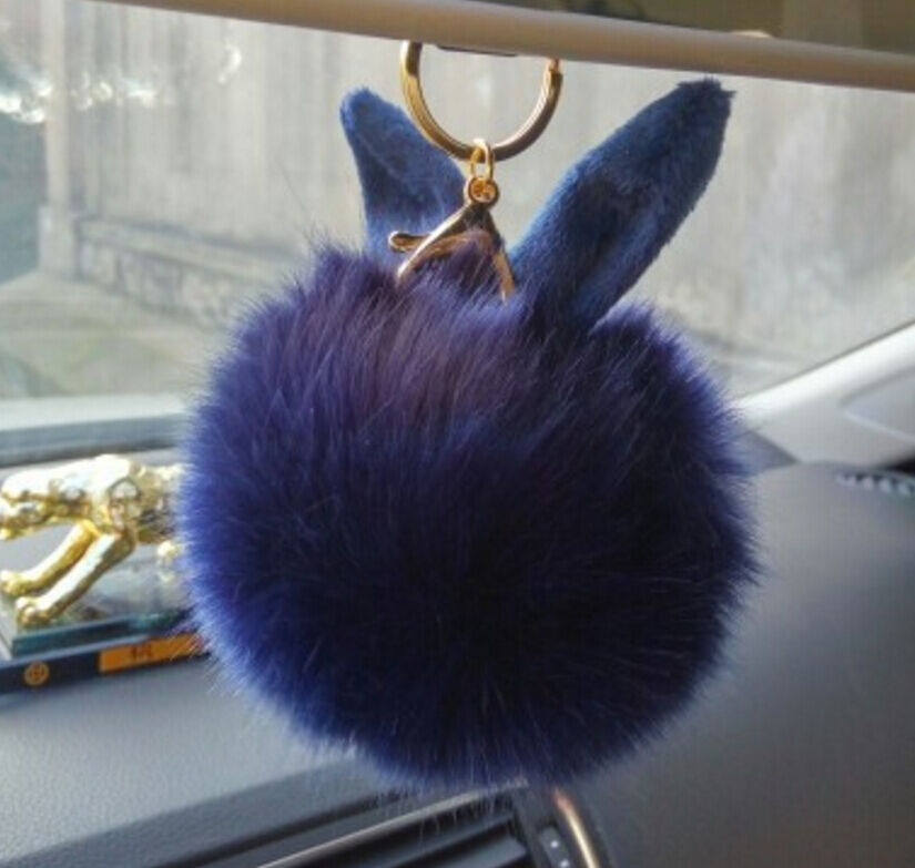 Rabbit Fur Ball/Rabbit Ear PomPom Cell Phone Car Pendant Handbag Key Chain Ring