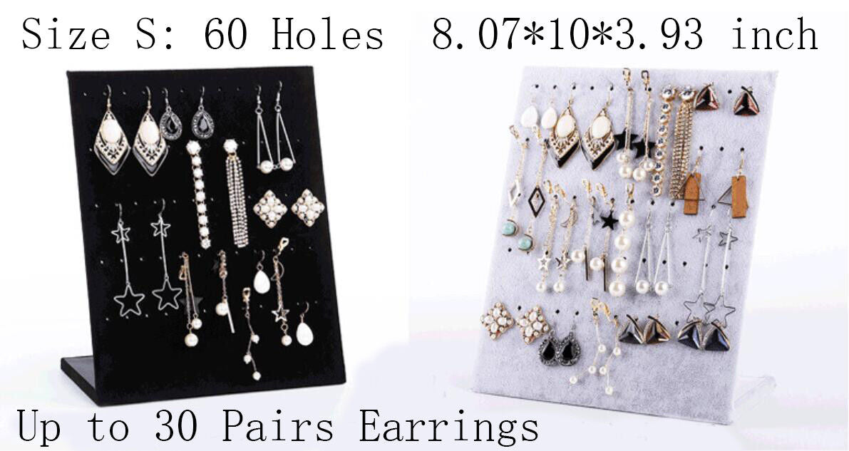 L-Shape Velvet Jewelry Frame Tray Earrings Board Display Counter Rack Organizer