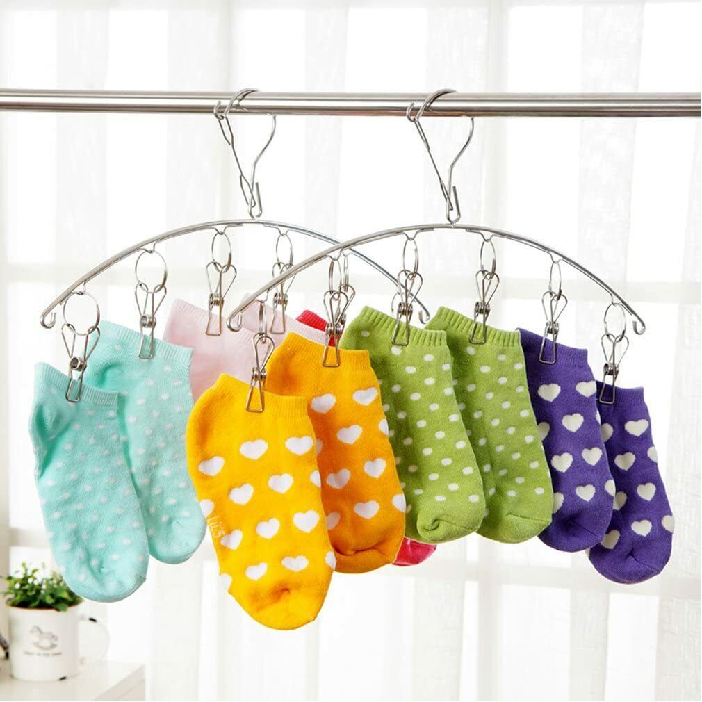 US 3-6 Pack Stainless Steel Laundry Drying Rack Clothes Socks Hanger w/ 10 Clips