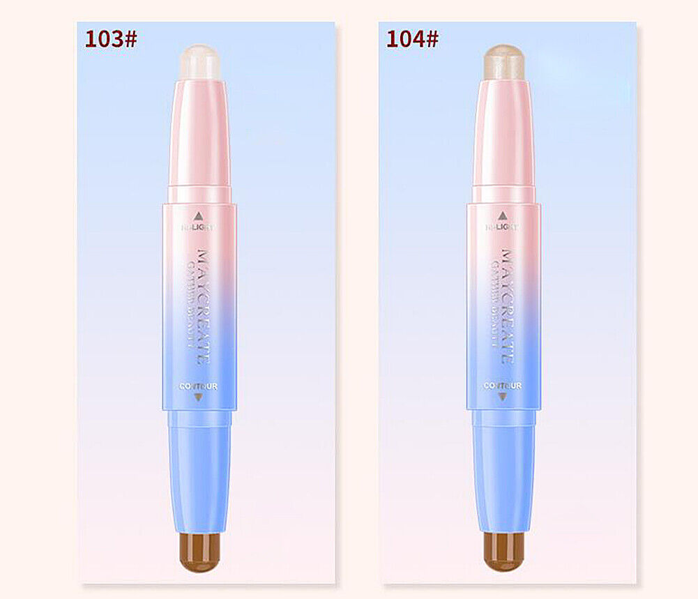 2 Pack Highlight Contour Duo Shadow Bronzer Makeup Cream Face Eye Chin Chic Pen