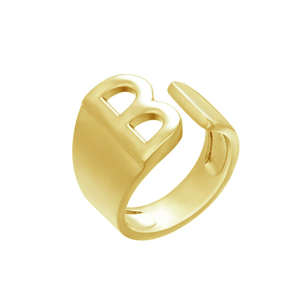 US Alphabet Letter A to Z Resizable Knuckle Ring Initial Gold Silver Letter Ring
