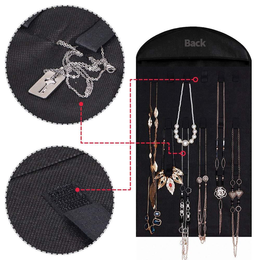 US Seller Jewelry Hanging Non-Woven Organizer Holder 32 Pockets 18 Hook & Loops