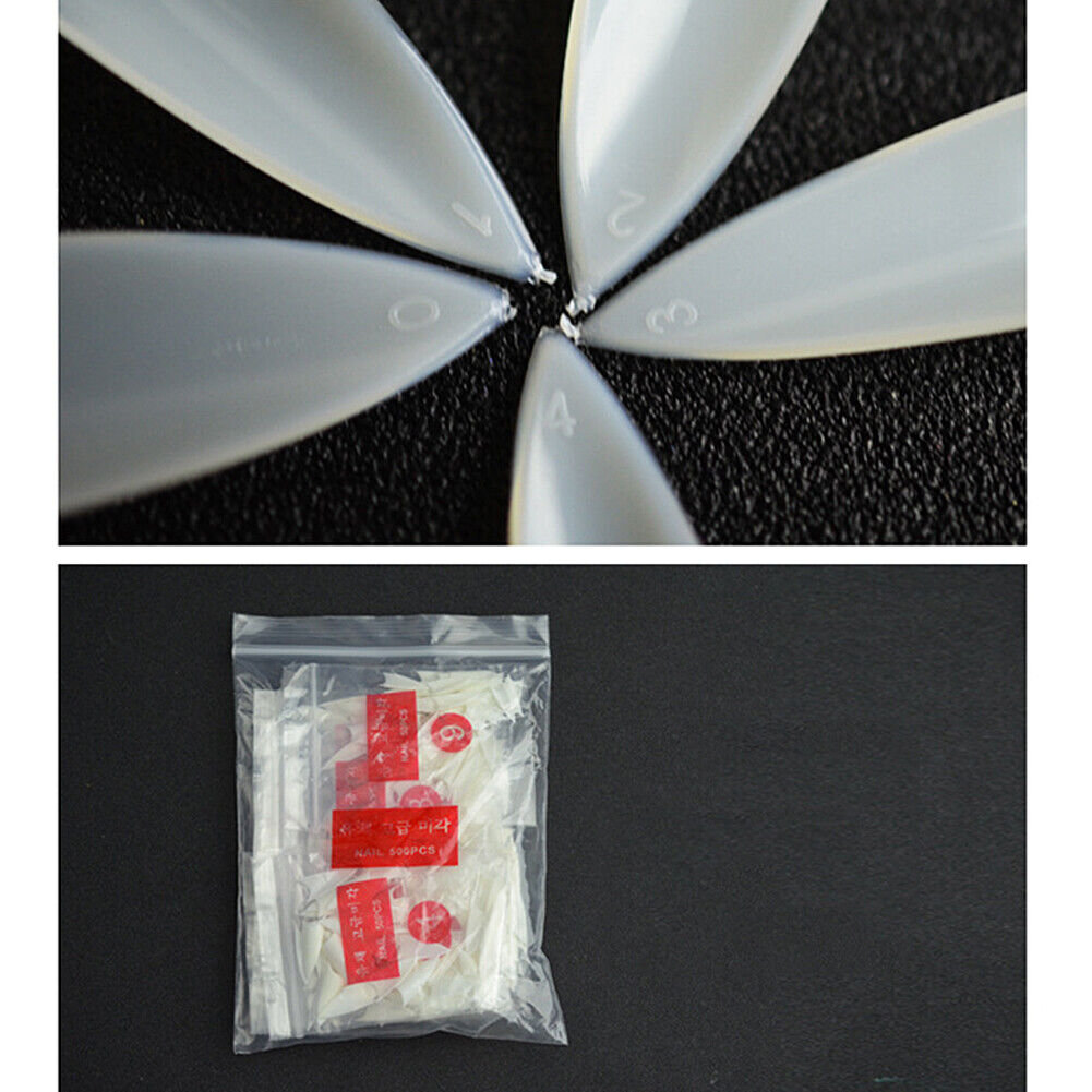 US 500-1000Pcs Stiletto French False Fake Acrylic Nail Tips Coffin Nails Long