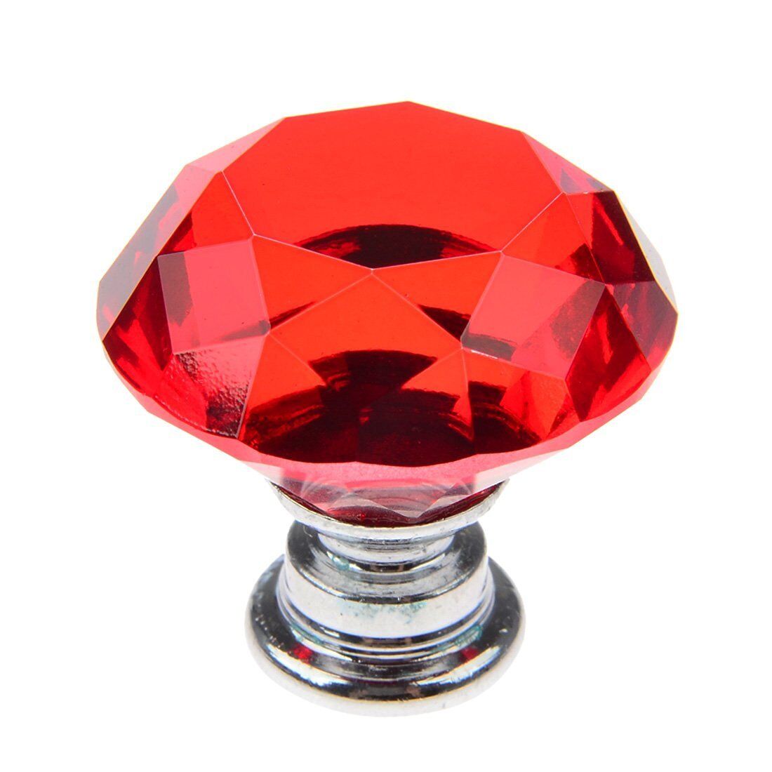 10Pcs Crystal Glass Cabinet Knob Diamond Shape 30mm Drawer Cupboard Handle Pull