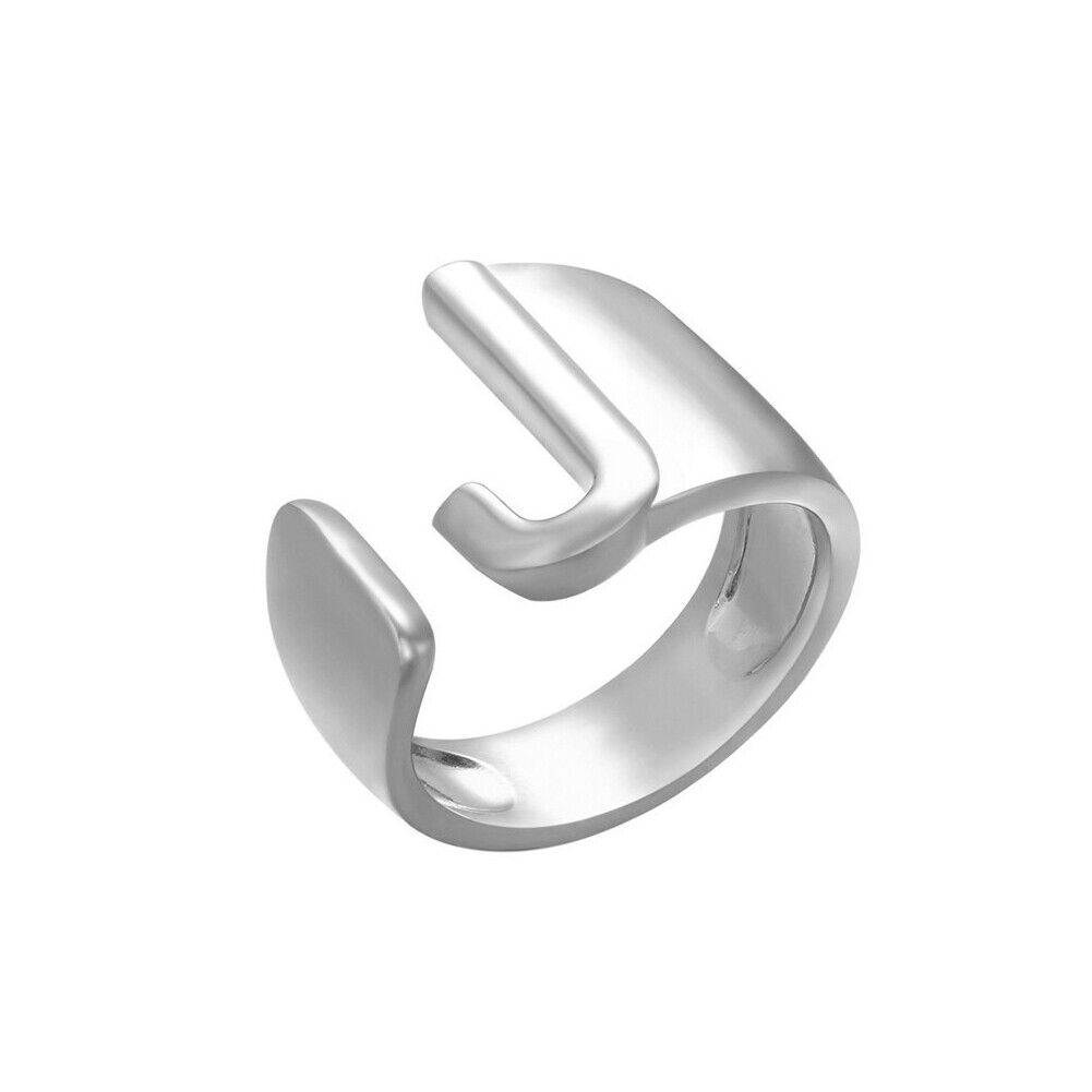 US Alphabet Letter A to Z Resizable Knuckle Ring Initial Gold Silver Letter Ring