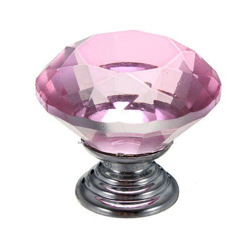 10Pcs Crystal Glass Cabinet Knob Diamond Shape 30mm Drawer Cupboard Handle Pull