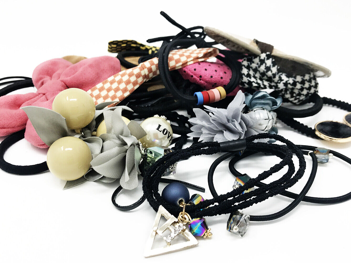 US 20-40 Pcs Stylish Elastic Bow Crystal Ponytail Rope Hair Tie Ring Hairband