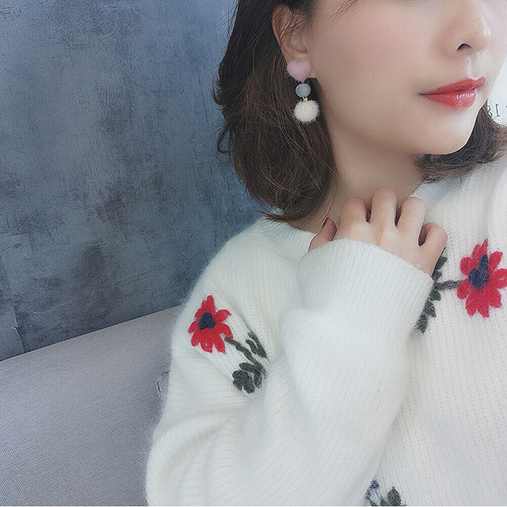 US Pom Pom Flower Balloon Daisy Vintage Heart Cat Star Fruit Earrings /Ear Clips