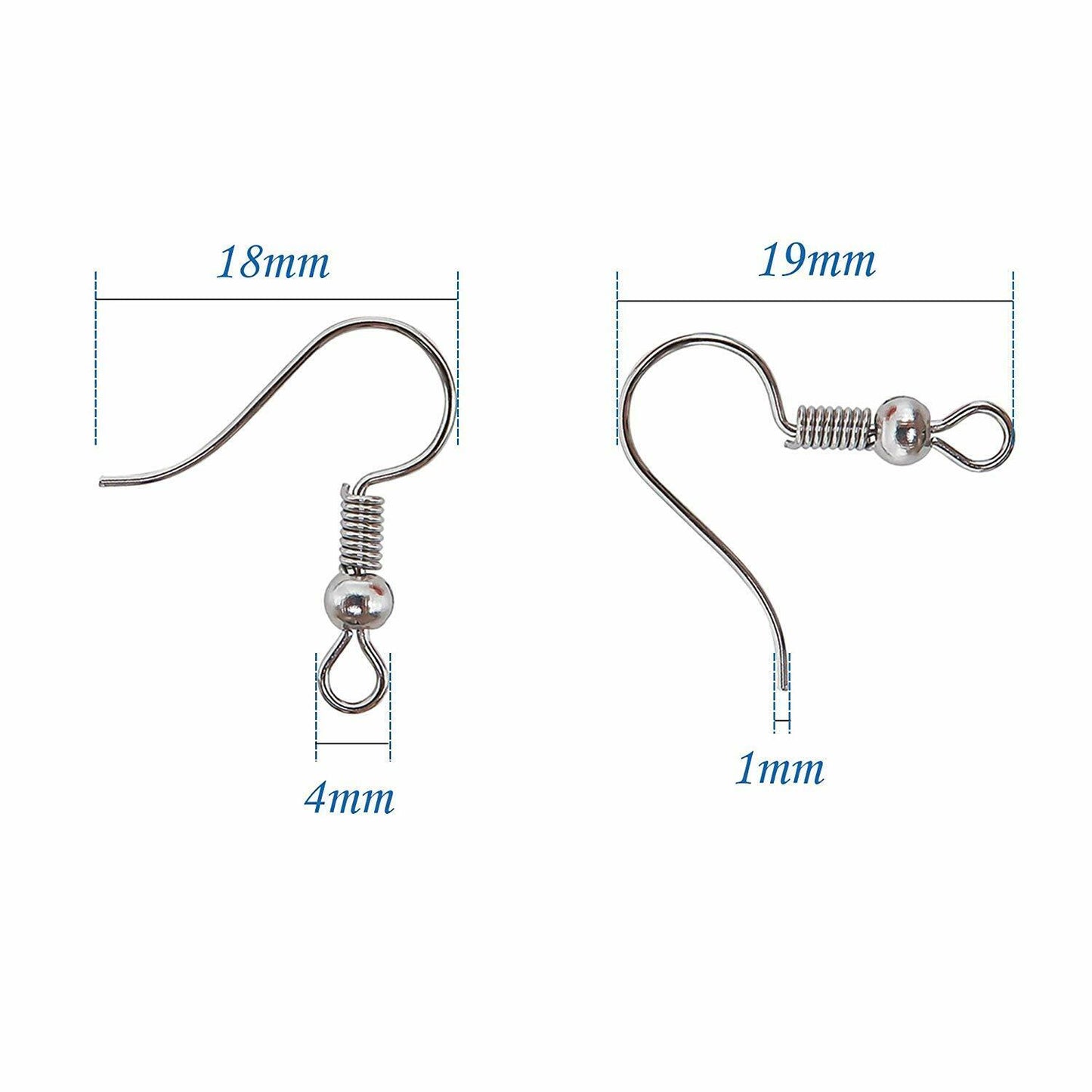US 100-200 DIY JEWELRY Making Findings Earring Hook Coil Ear Wire French Hook