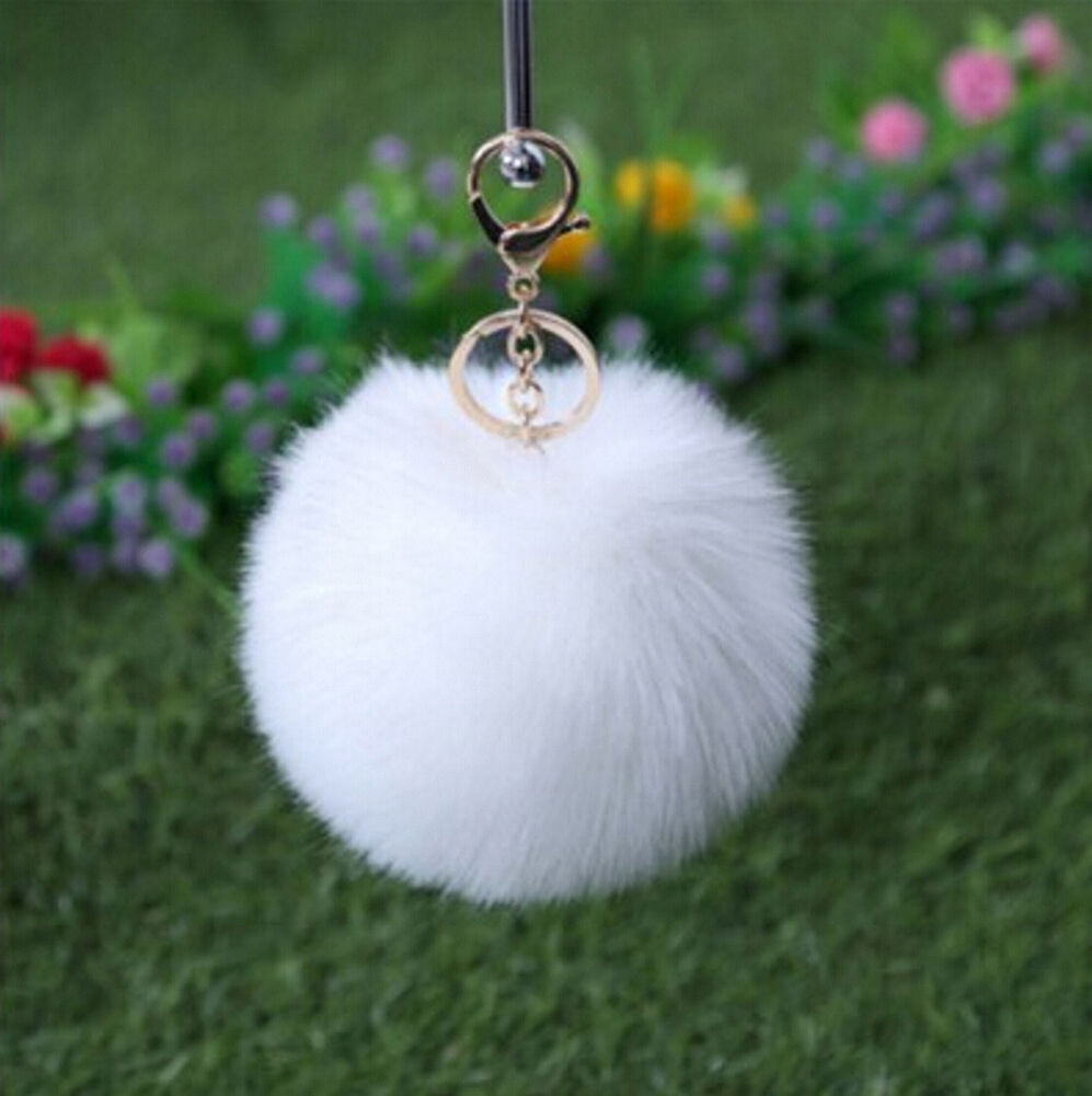 Rabbit Fur Ball/Rabbit Ear PomPom Cell Phone Car Pendant Handbag Key Chain Ring