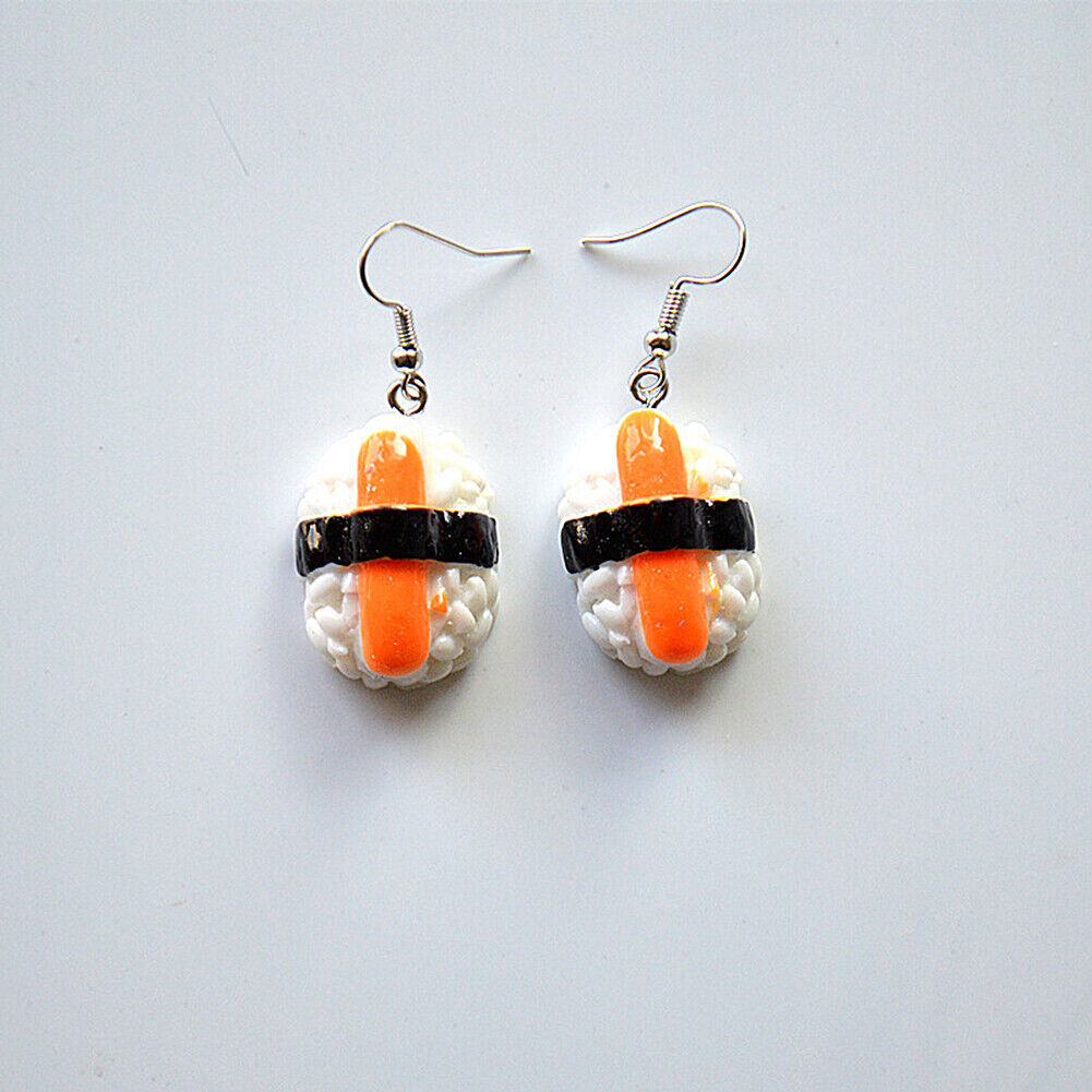US Kawaii Sushi Pizza Cake Pudding Nigiri Food Earrings Miniature Jewelry Gifts