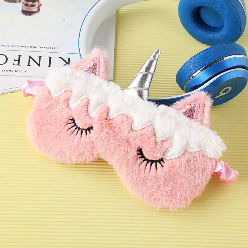 US Unicorn Animal Eye Mask Soft Plush Sleep Masks Sleeping Blindfold Traveling