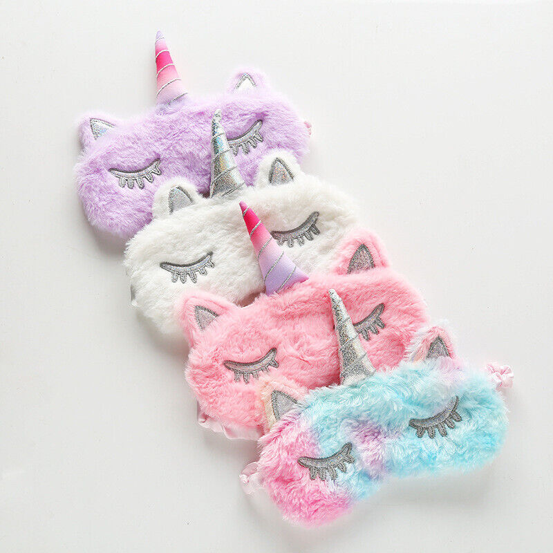US Unicorn Animal Eye Mask Soft Plush Sleep Masks Sleeping Blindfold Traveling