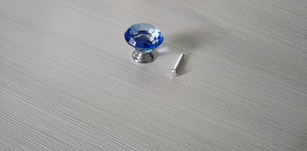 10Pcs Crystal Glass Cabinet Knob Diamond Shape 30mm Drawer Cupboard Handle Pull