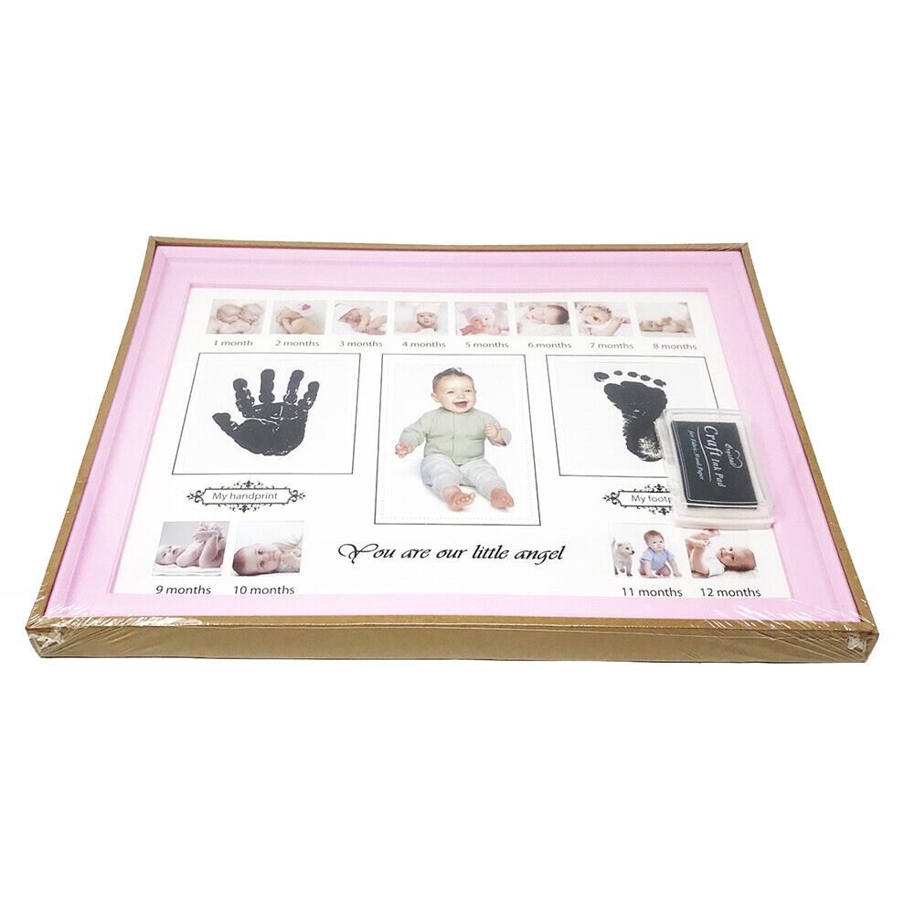 US Baby Photo Handprint Footprint Milestone Moments First Year Keepsake Frame