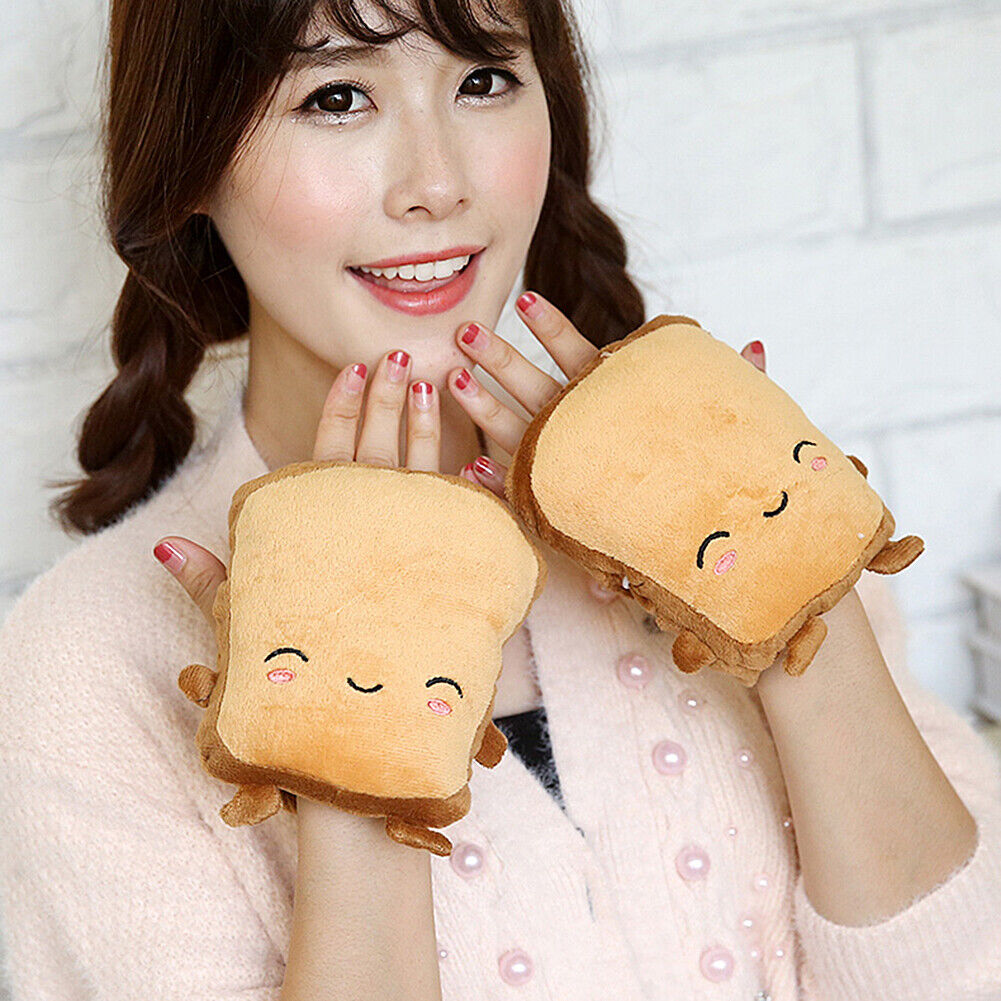 Toast Hand Warmers Fingerless Heated Typing Gloves Plush Indoor No Finger Mitten