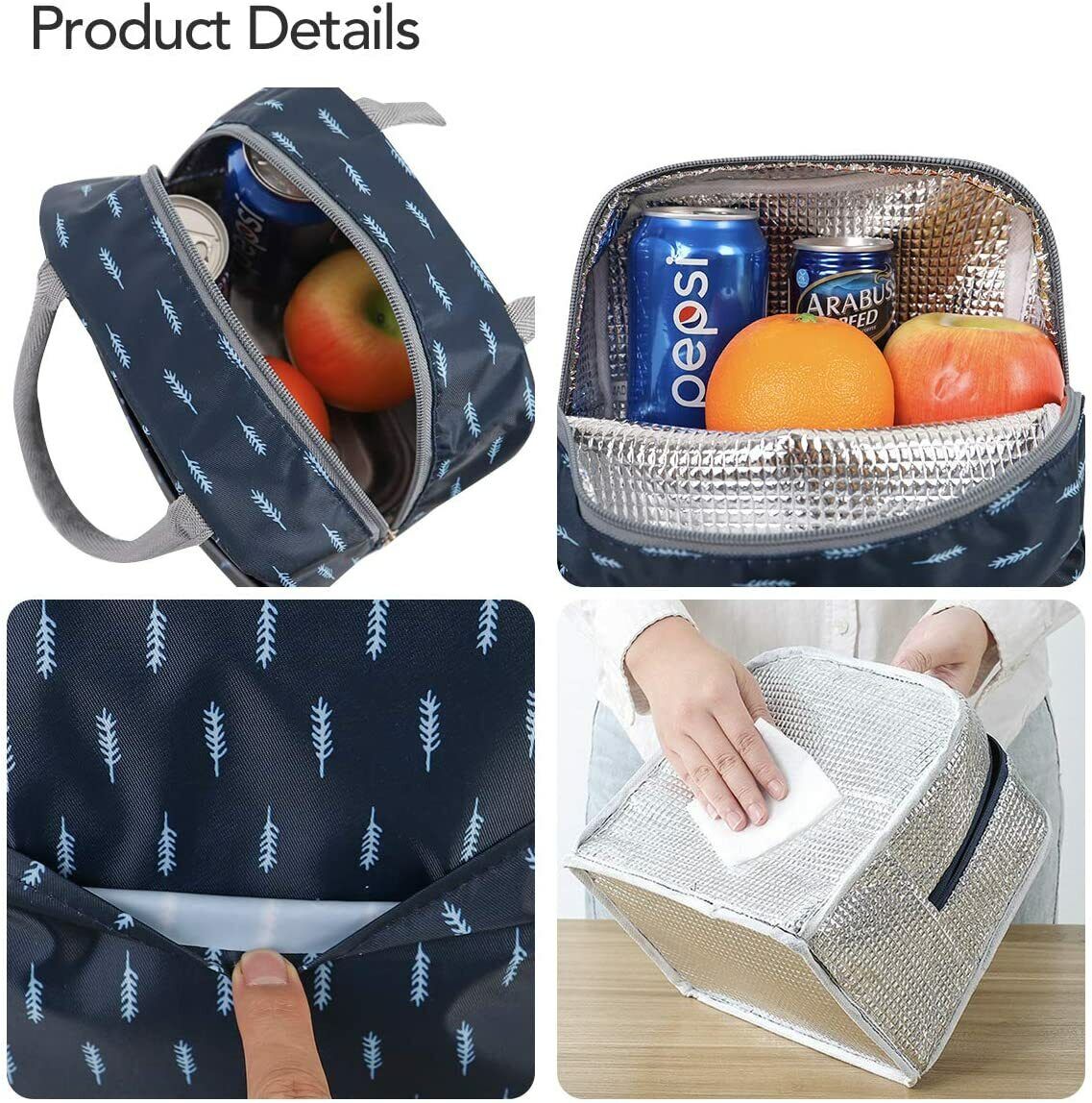 US Portable Insulated Lunch Bag Bento Box Cooler Tote for Kids Adult Men Women