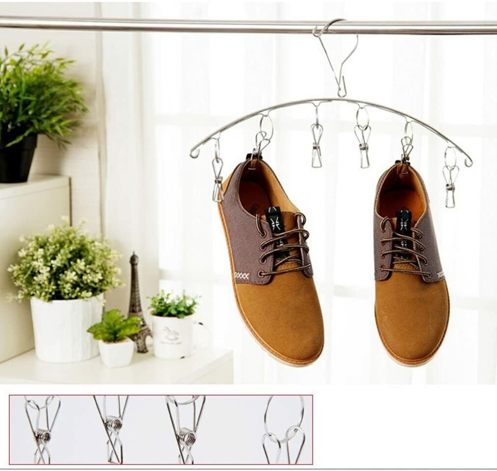 US 3-6 Pack Stainless Steel Laundry Drying Rack Clothes Socks Hanger w/ 10 Clips