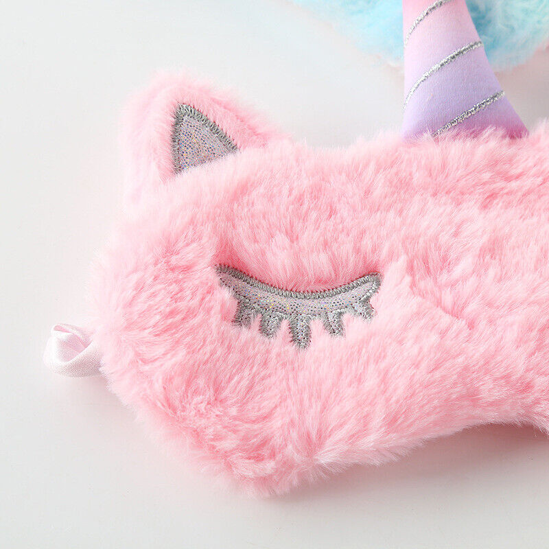 US Unicorn Animal Eye Mask Soft Plush Sleep Masks Sleeping Blindfold Traveling