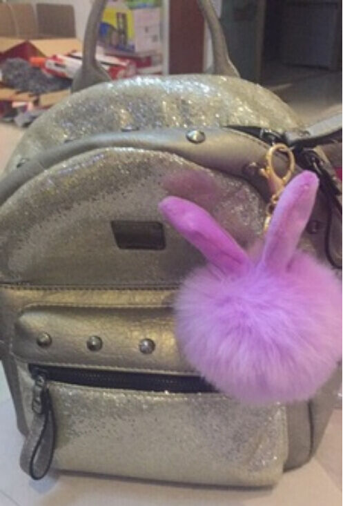 Rabbit Fur Ball/Rabbit Ear PomPom Cell Phone Car Pendant Handbag Key Chain Ring