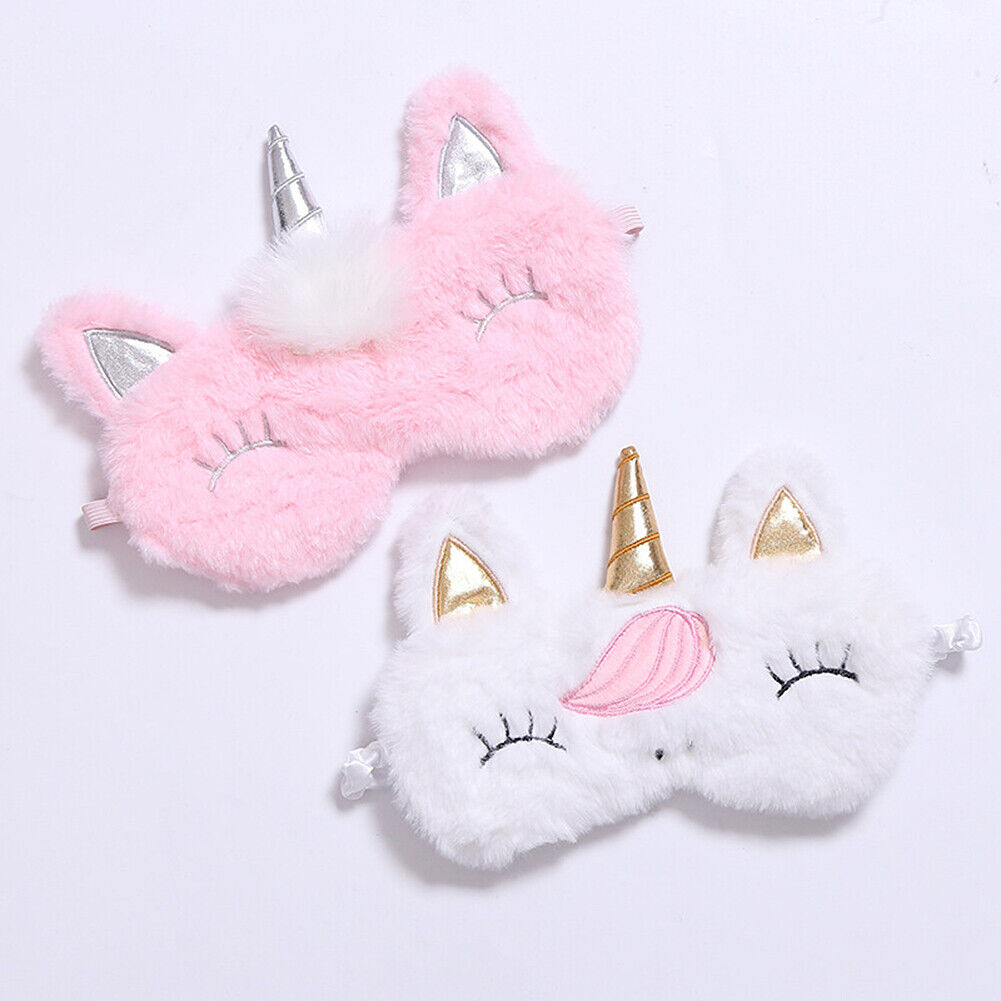 US Unicorn Animal Eye Mask Soft Plush Sleep Masks Sleeping Blindfold Traveling