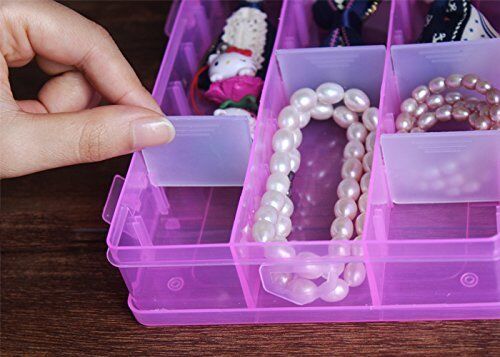 2 Pack 24 Grids Plastic Storage Box Jewelry Earring Tool Containers Organizer