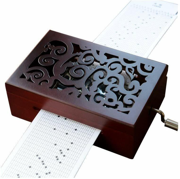 US 15-30 Notes Vintage Carved Wood Mechanism DIY Songs Handcrank Music Box Gift