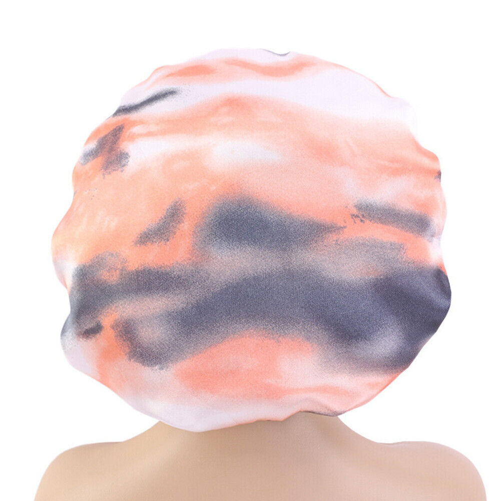 US Double-sided Satin Night Sleep Cap Hair Bonnet Hat Head Cover w/ Elastic Band