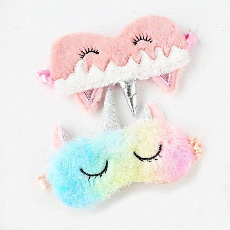 US Unicorn Animal Eye Mask Soft Plush Sleep Masks Sleeping Blindfold Traveling