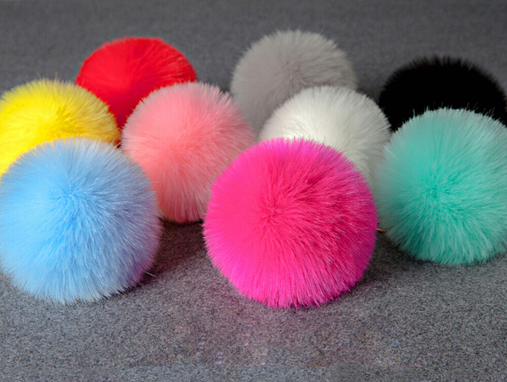 Rabbit Fur Ball/Rabbit Ear PomPom Cell Phone Car Pendant Handbag Key Chain Ring