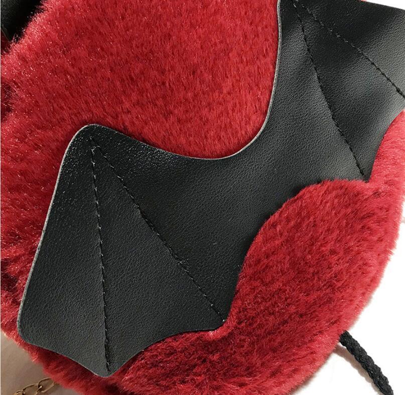 Magik Devil Monster Crossbody Shoulder Bag Faux Fur Fluffy Bat Doll Toys Handbag