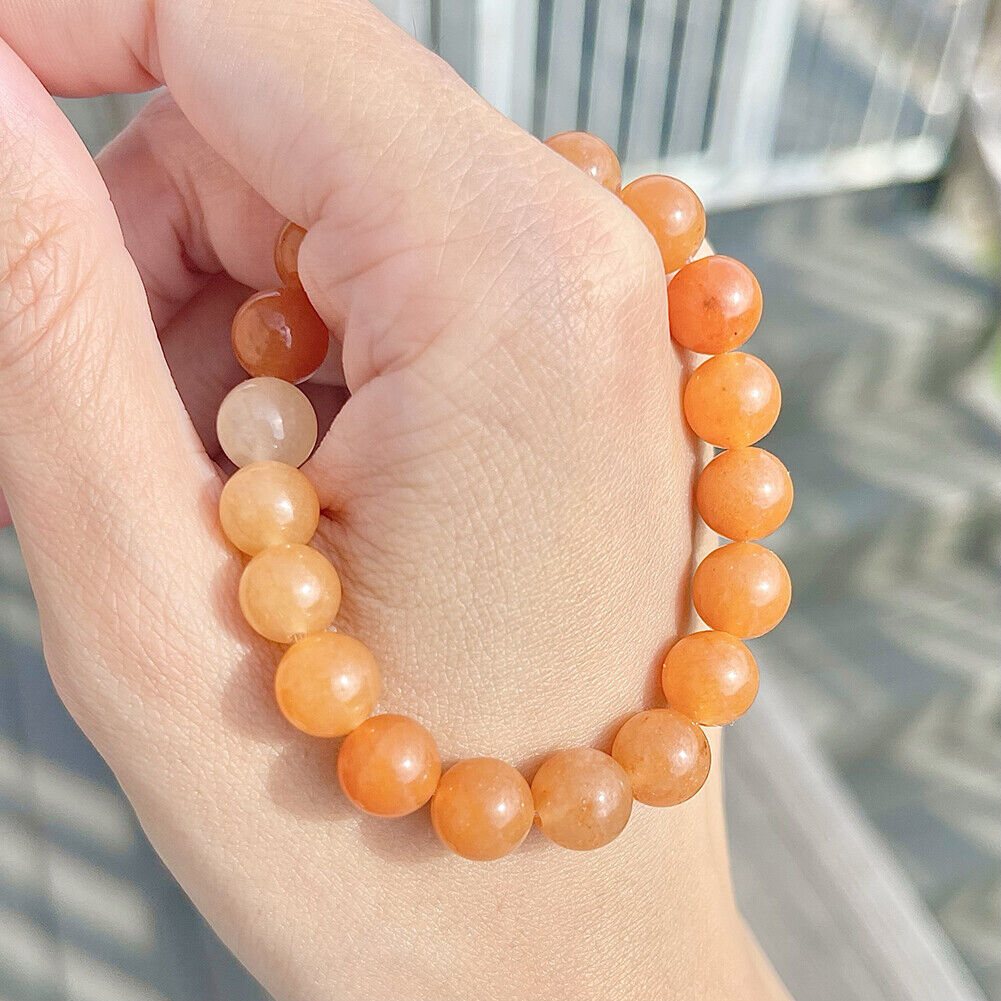 US Handmade Natural Soothing Stone Smooth Morganite/Aventurine Beaded Bracelet