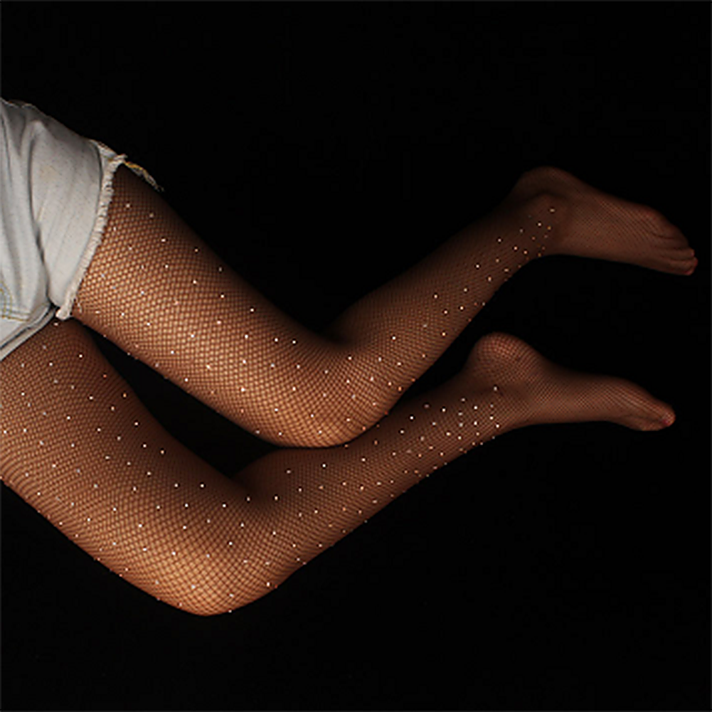 US Sexy Fishnet Stockings Gorgeous Sparkle Rhinestone Pantyhose Slim Club Party