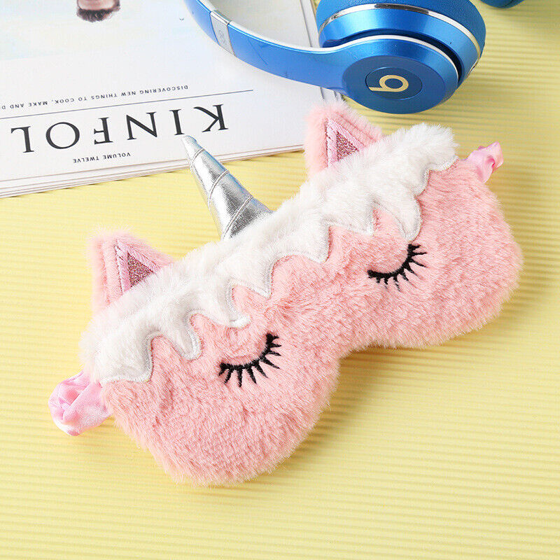 US Unicorn Animal Eye Mask Soft Plush Sleep Masks Sleeping Blindfold Traveling