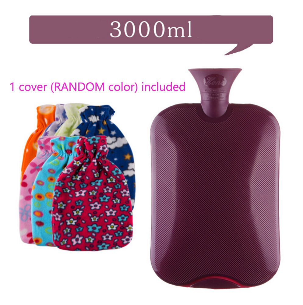 3 Liter/3000mL Large PVC Rubber HOT WATER Bag Warm/Heat / Cold Therapy + Cover