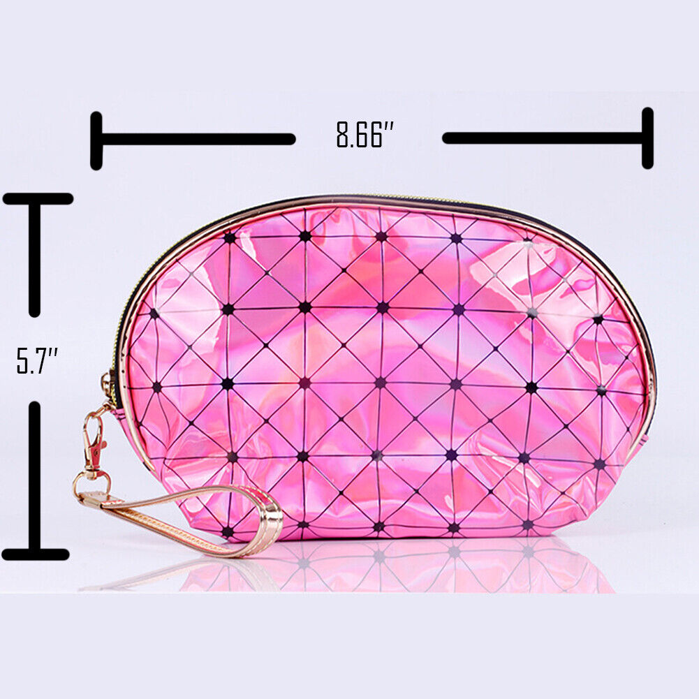 US Holographic Portable Travel Cosmetic Makeup Bag PU Handy Toiletry Waterproof