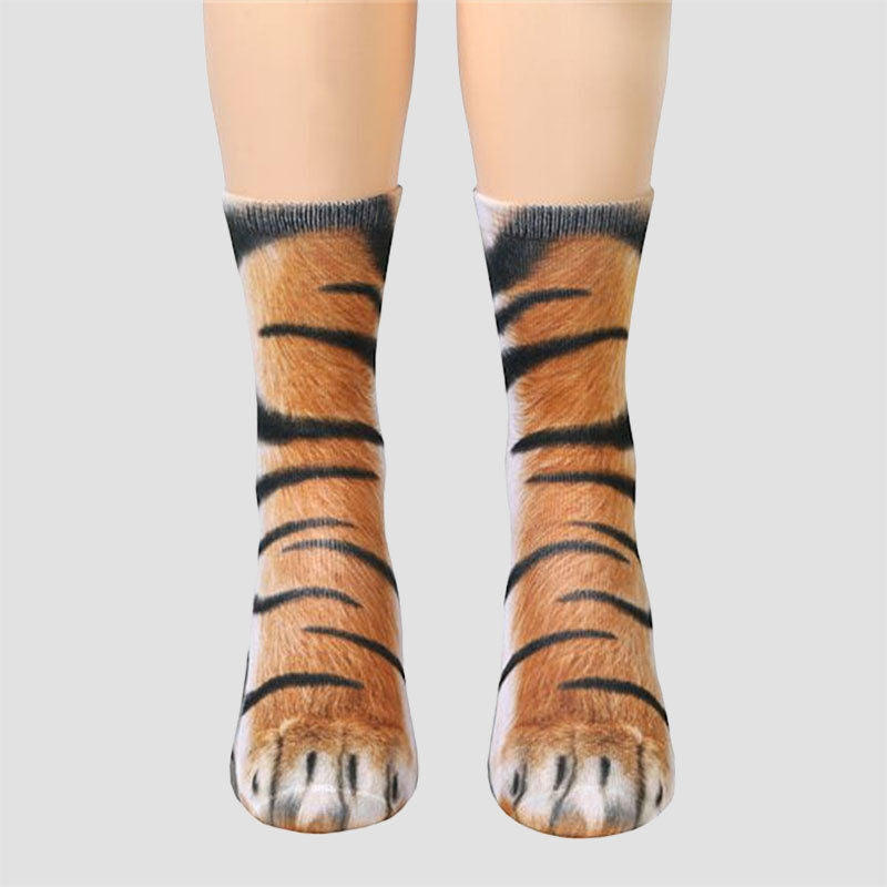 US Seller Unisex Women Men Adult Teen 3D Animal Print Sock Paw Crew Foot Socks