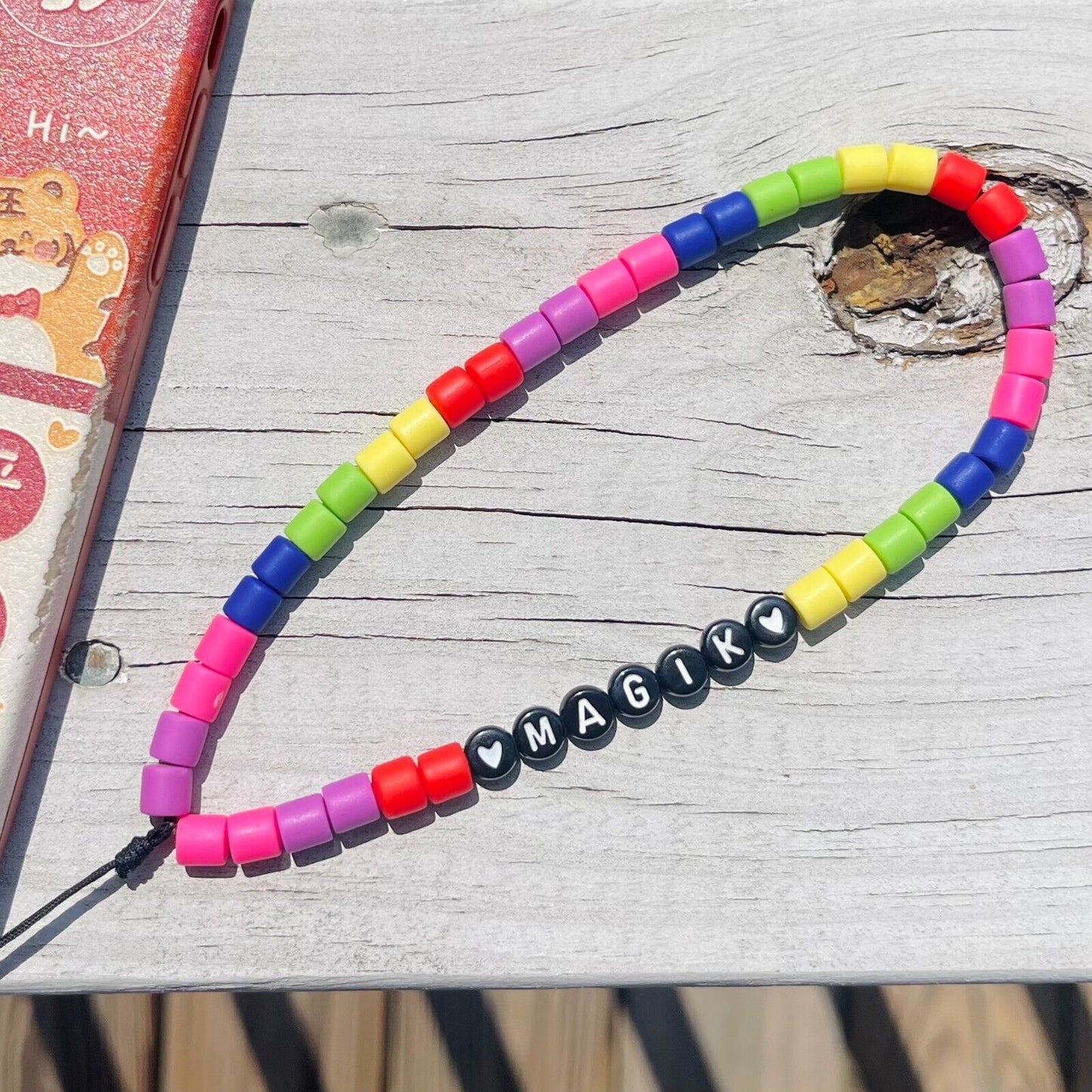 US Personalized Beaded Phone Lanyard Name Chain Wristlet Strap Charms Y2K Vibe