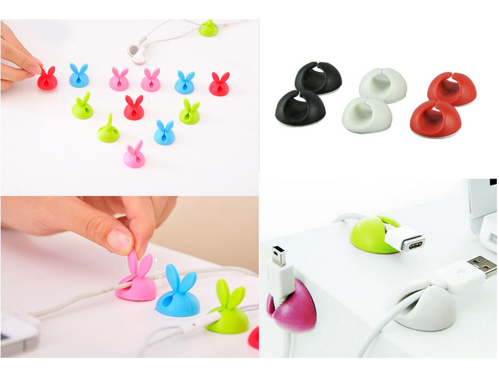 Lots of Cable Clip Desk Tidy Wire Drop Lead USB Charger Cord Holder Secure Table