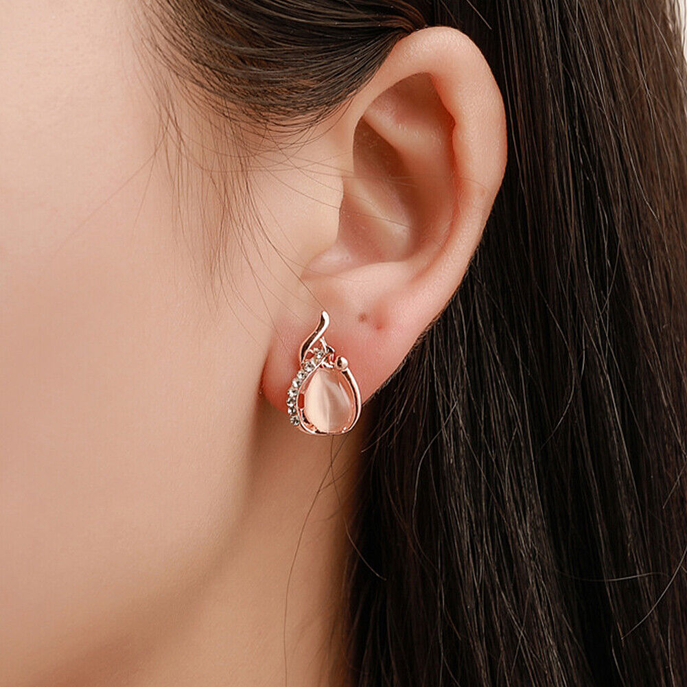 US 2 Pcs Pearl Rhinestone Crystal Peacock Themed Necklace + Earrings Jewelry Set