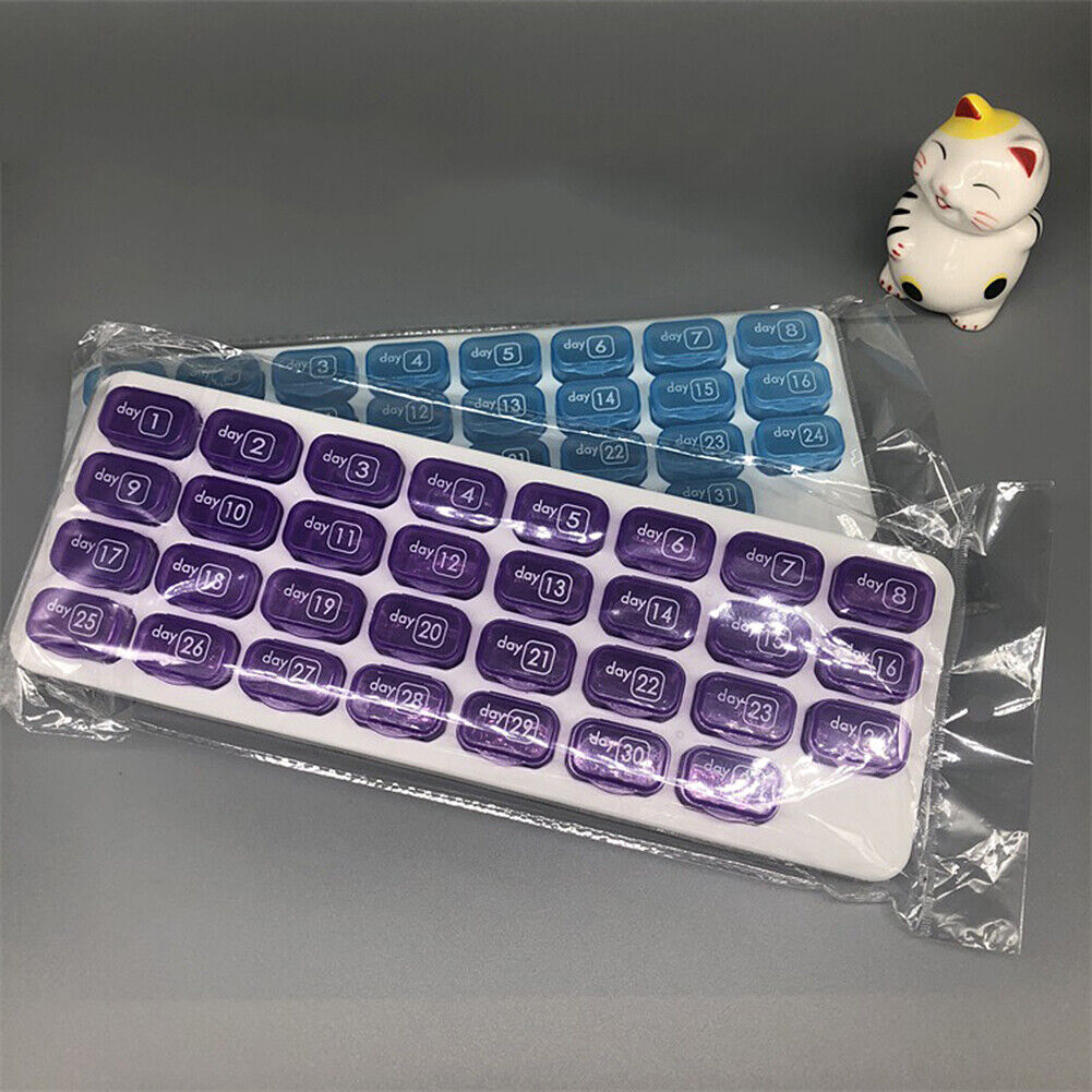 US 31 Day Monthly Pill Organizer Medication Pod Compartment Planner Box Plastic