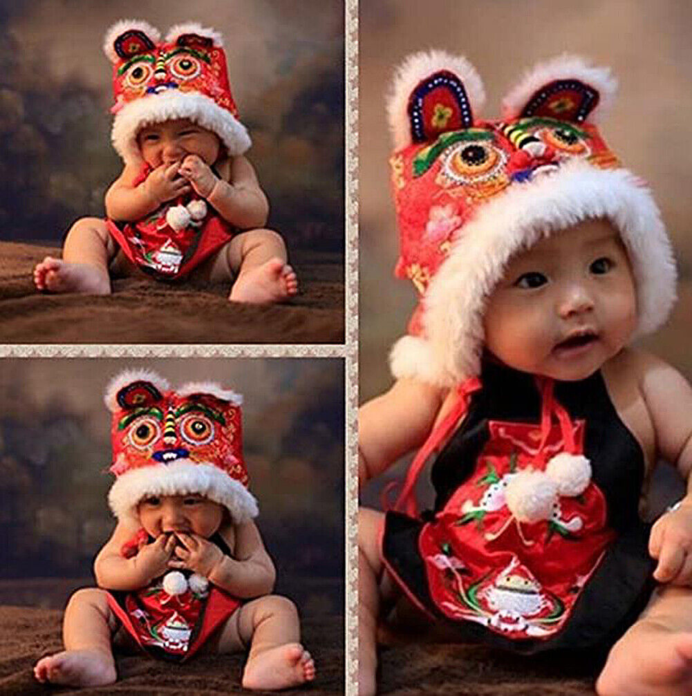 US Baby Tiger Hat Chinese Traditional New Year Newborn Infant Toddler Photo Prop