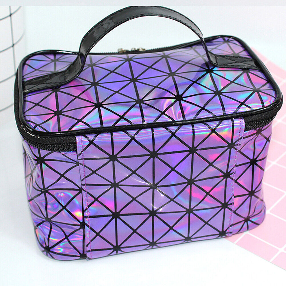 US Holographic Portable Travel Cosmetic Makeup Bag PU Handy Toiletry Waterproof