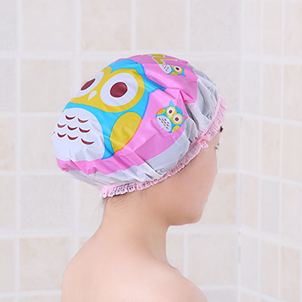3-6 Pcs Women Shower Cap Waterproof Elastic Bath Hat Cleaning Hat Cute Kid Adult