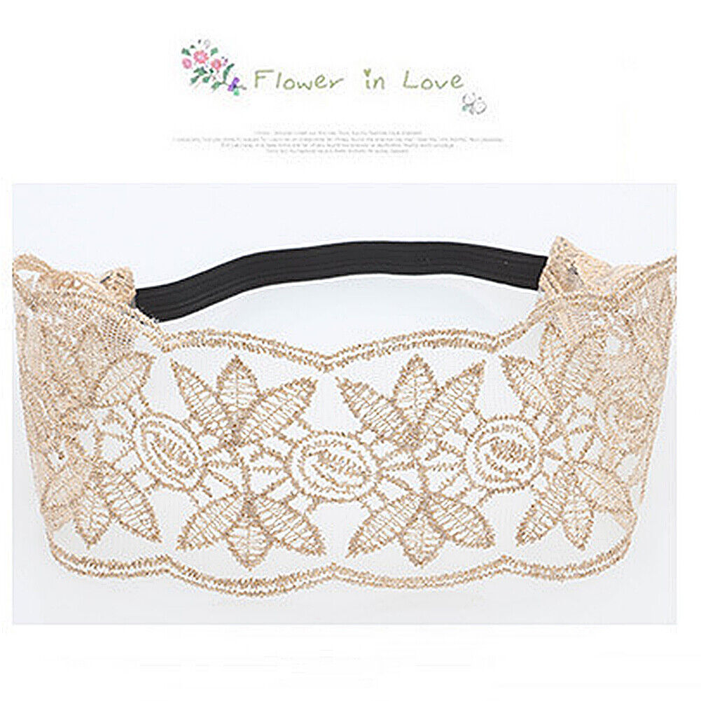 US 7~14Pcs Women Lace Headband Stretch Hairband Elegant Wide Headwrap Turban