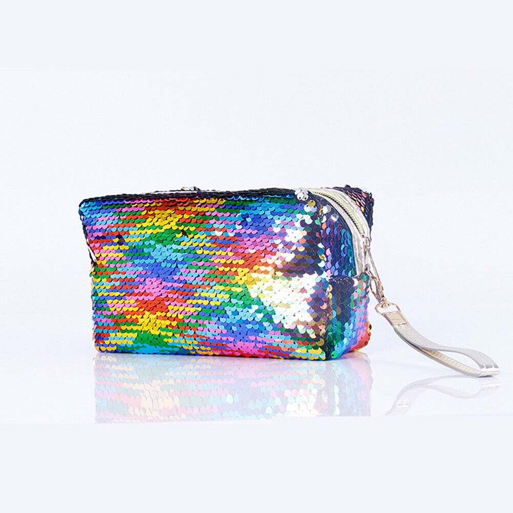 Sequins Fish Scale Cosmetic Bag Zipper Travel Makeup Storage Tool Organizer Case