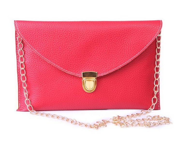 Fashion Leather Envelope Clutch with Drop-in Chain Shoulder Strap